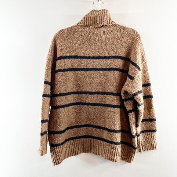 Line and Dot Veronica Turtleneck Striped Pullover Sweater Brown Black Small - Picture 4 of 5